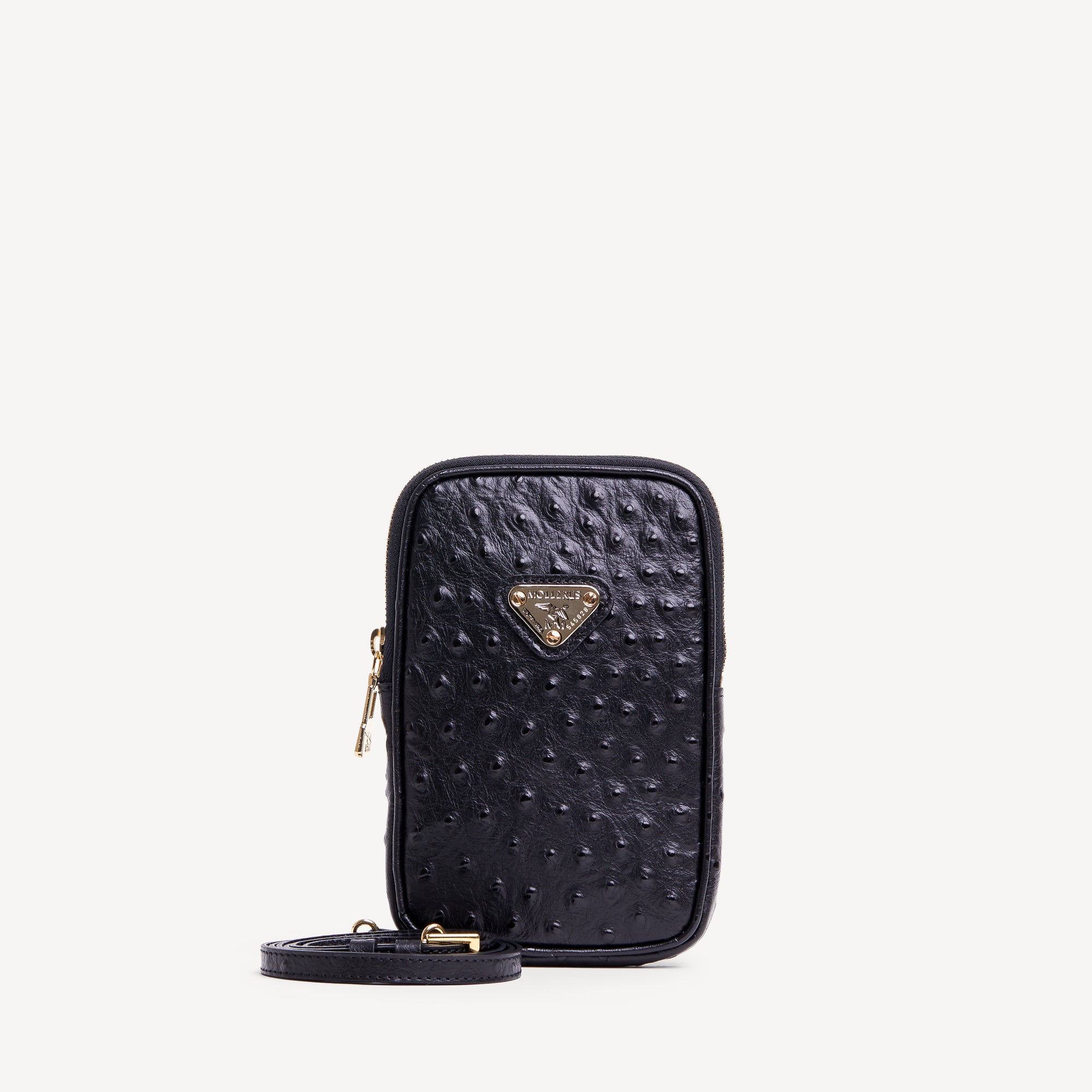 WILD HORN | Mobile phone wallet embossed calfskin classic black/gold