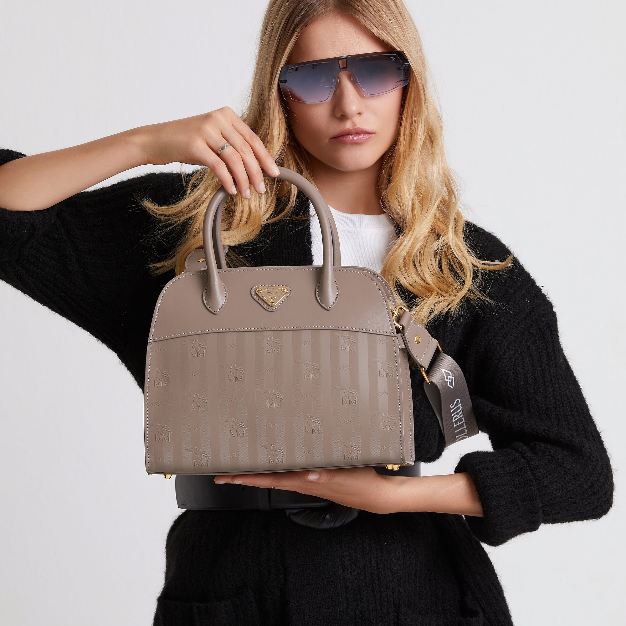 YENS | Handtasche taupe grau/gold - frontal