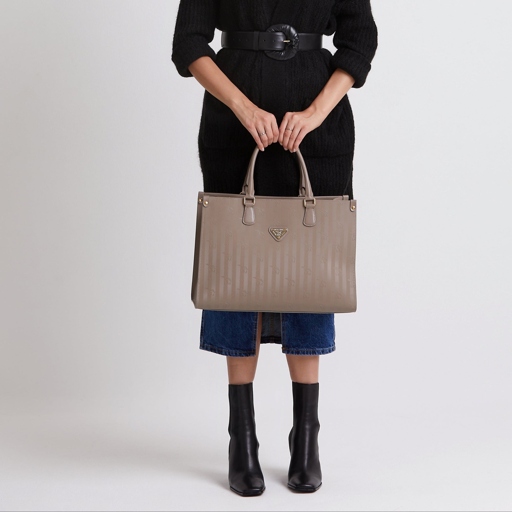 ZUG | Handtasche taupe grau/gold - frontal