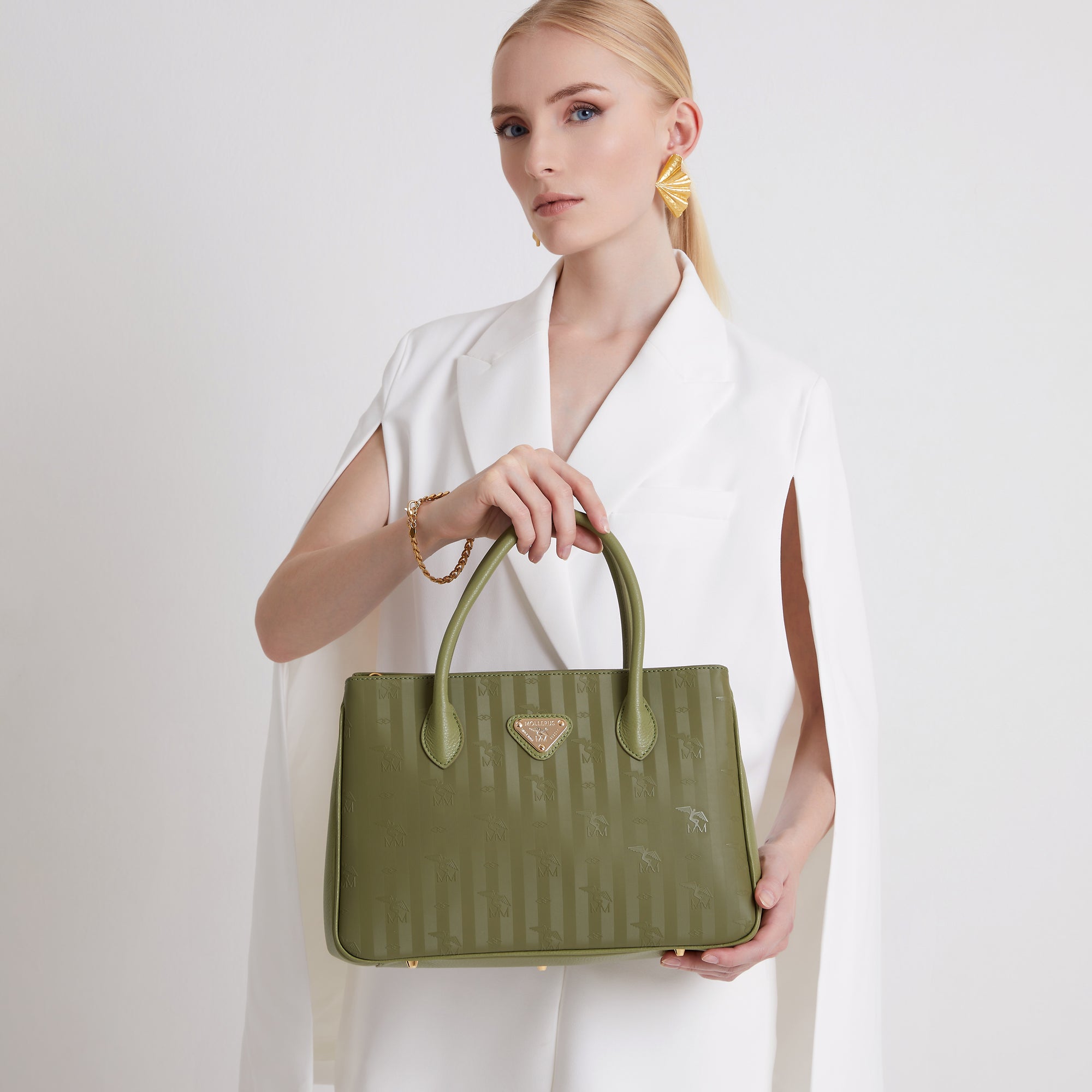 DONAT | Handtasche grün/gold - frontal 