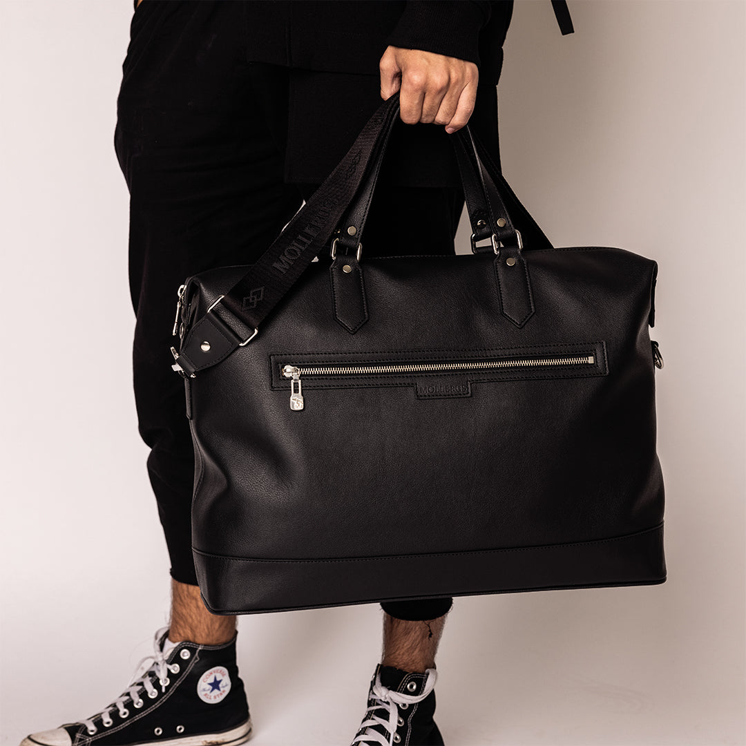 KRIENS | Business bag apple Leather black/silver MEN