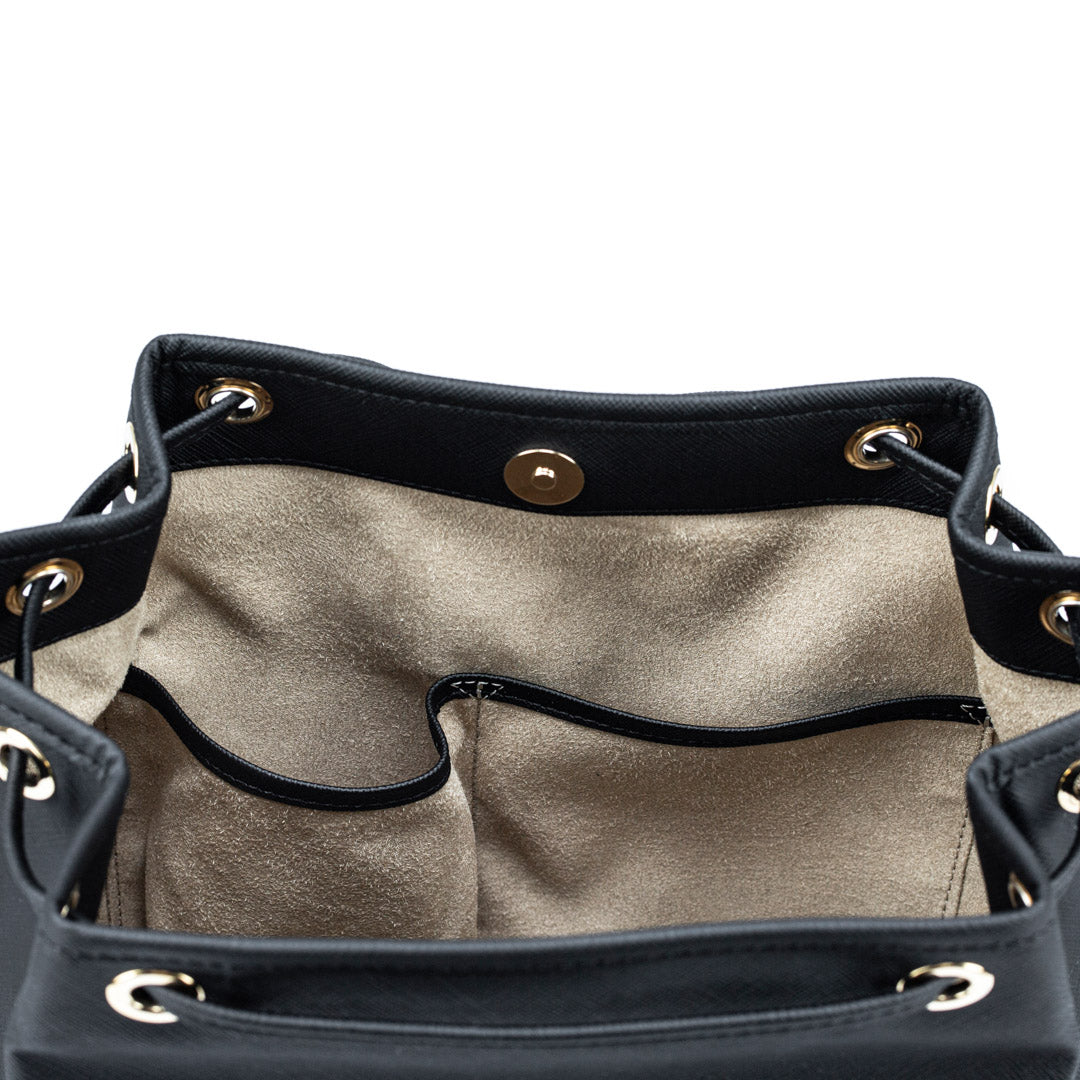 NIESEN | Beuteltasche Apfelleder schwarz/gold - innen