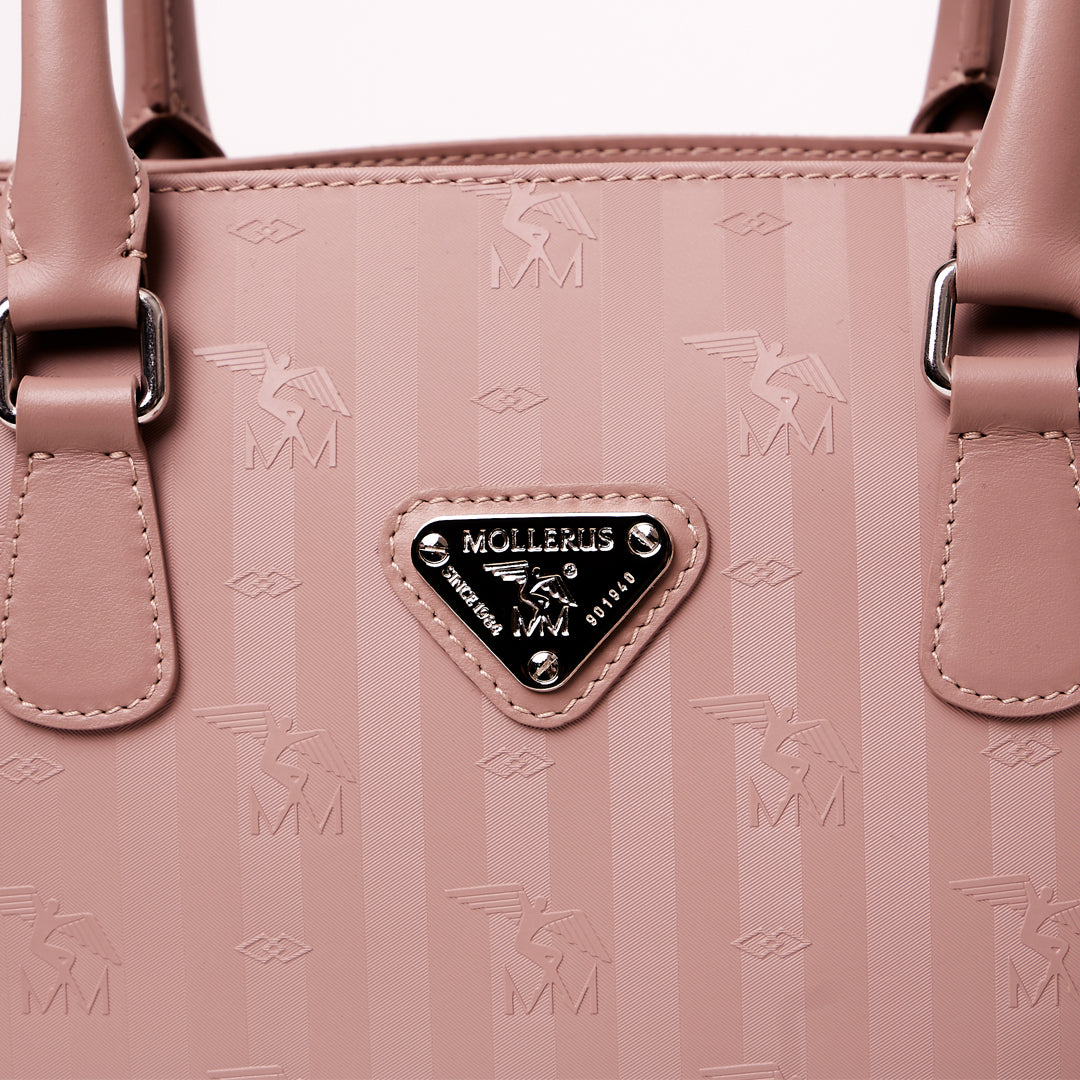 EINSIEDELN | Handtasche Velour rosé/silber- Plakette