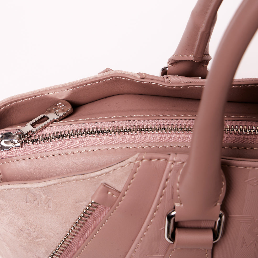 EINSIEDELN | Handtasche Velour rosé/silber - Reissvershcluss
