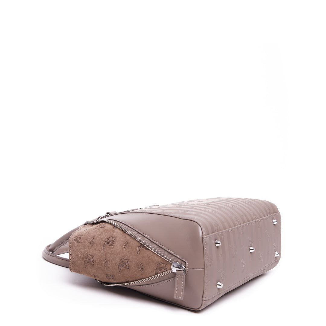 EINSIEDELN | Handtasche Velour taupe grau/silber