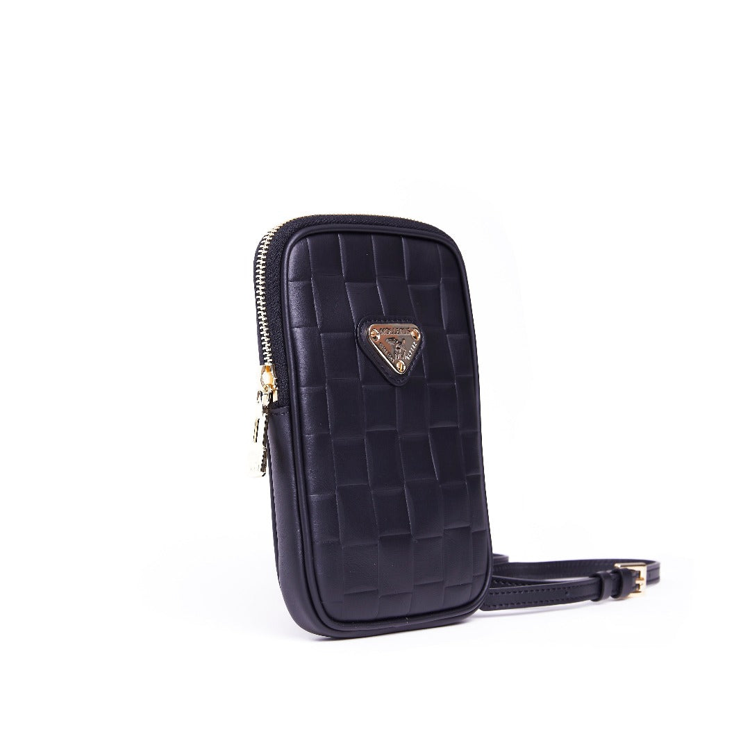 WILDHORN | Mobile wallet woven embossing black/gold