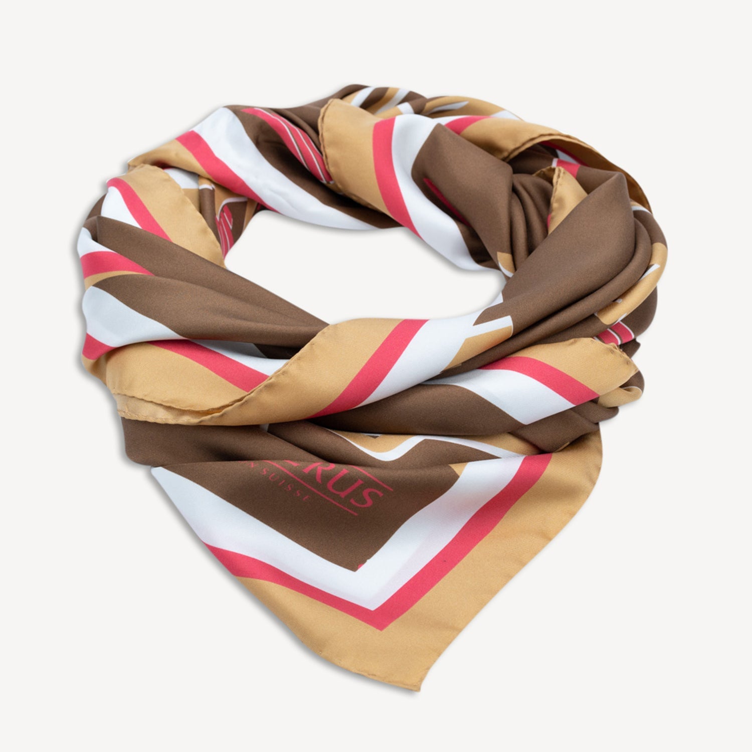FOULARD | Seidenschal braun/beige/pink - Vorderseite
